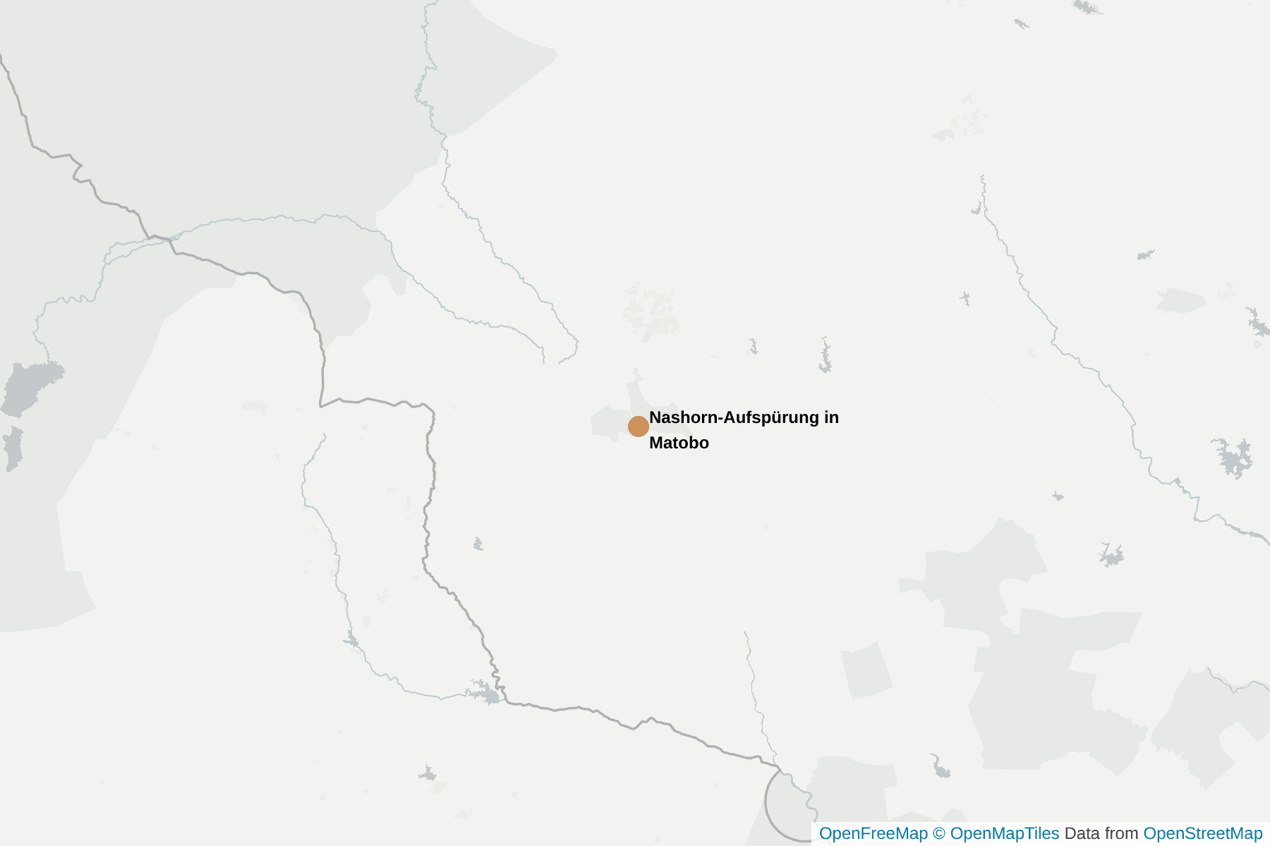 Karte von Nashorn-Aufspürung in Matobo